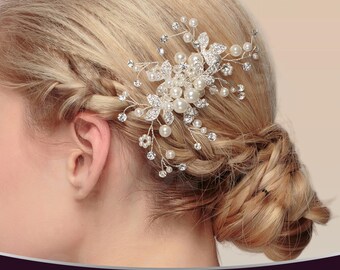 Wedding Hair Comb, Rhinestone Bridal Comb, Bridal Hair Comb, Floral Bridal Hair Comb, Pearl Wedding Comb, Wedding Hair Comb, Rhinestone Comb