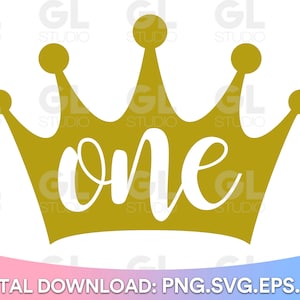 One SVG, one in a crown svg, princess birthday svg, dxf and png, first birthday svg, tiara svg, 1st Birthday svg, Happy Birthday svg