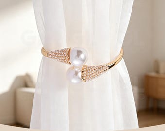 Pearl Hinged Curtain Tieback, Gold Silver Curtain Holder, Elegant Light Luxury Home Decor Gift
