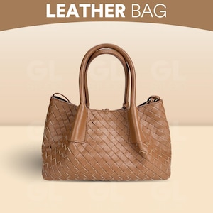 Woven Leather Shoulder Bag, Soft Genuine Leather Handbag, Boho Tote Purse, Everyday Braided Crossbody Bag, Leather Bag,Leather Purse
