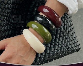 Zara Resin Bangle Bracelet Set of 4 Neutral Beige Brown  display picture 2
