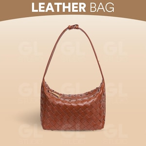 Vegan Leather Woven Shoulder Bag, Luxury Dumpling Crossbody Tote, Handcrafted Top Handle Purse, Chic Everyday Bag for Women, Leather Bag
