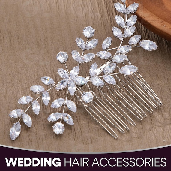 Buy Handmade Silver Floral Bridal Hair Comb: Vintage Wedding  display picture 3