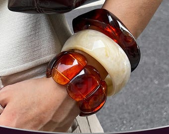 Wide Bracelet, Resin bracelet, Resin Bangle,Chunky Resin bracelet,Vintage Jewellery,Carved Organic Resin,Stacking Jewellery,Statement Bangle
