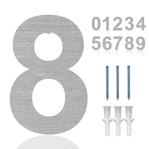 8-Zoll-Silber-Hausnummern, Hausnummer aus Edelstahl, Türnummer für rustikales Gebäude, Bauernhaus, Türnummer, benutzerdefiniertes Adressschild