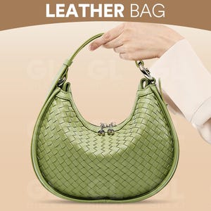 Woven Leather Crescent Bag, Leather Dumpling Bag, Woven Leather Shoulder Bag, Soft Leather Handbag, Woven Shoulder Bag,Leather Bag,Woven Bag