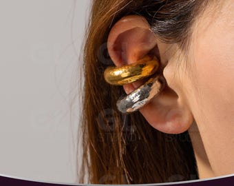 Thick Gold Ear Cuffs, Ear Cuff, Trendy Earrings, Stacking Gold Earring, Stackable Birthday Gift, Chunky Jewelry Gift, No Piercing Earring