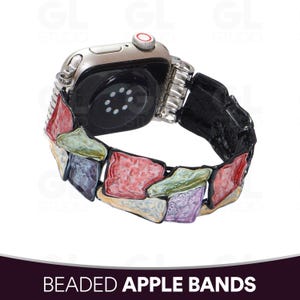 Colorful Enamel Apple Watch Band, Irregular Stone Pattern Smartwatch Strap, Artistic Boho Bracelet, Boho Textured Enamel Apple Watch Strap