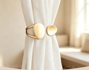 Irregular Pebble Spring Curtain Tieback, Gold Silver Window Holder, Modern Minimal Home Decor Gift