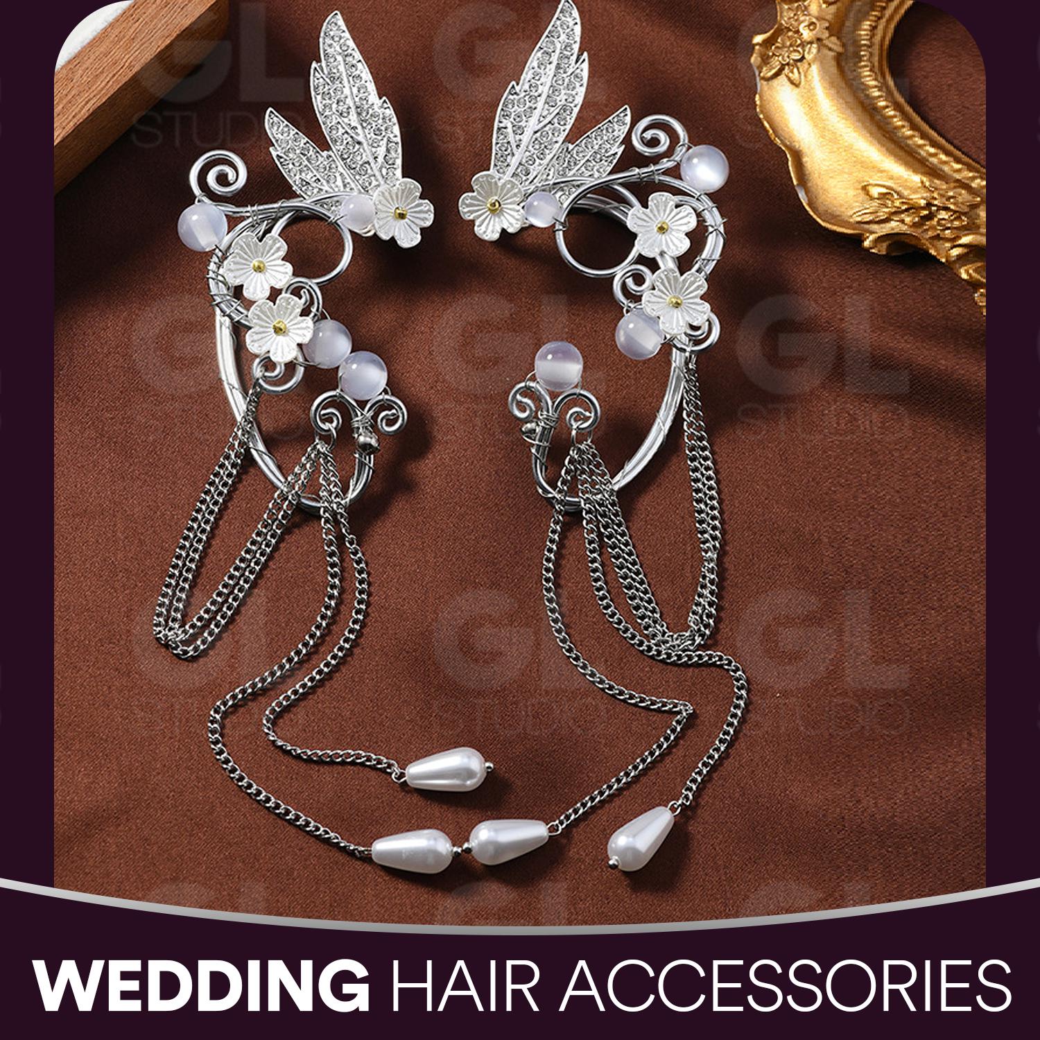 Flower Bridal Ear Cuff, Wedding Ear Cuff, Flower Ear Climber