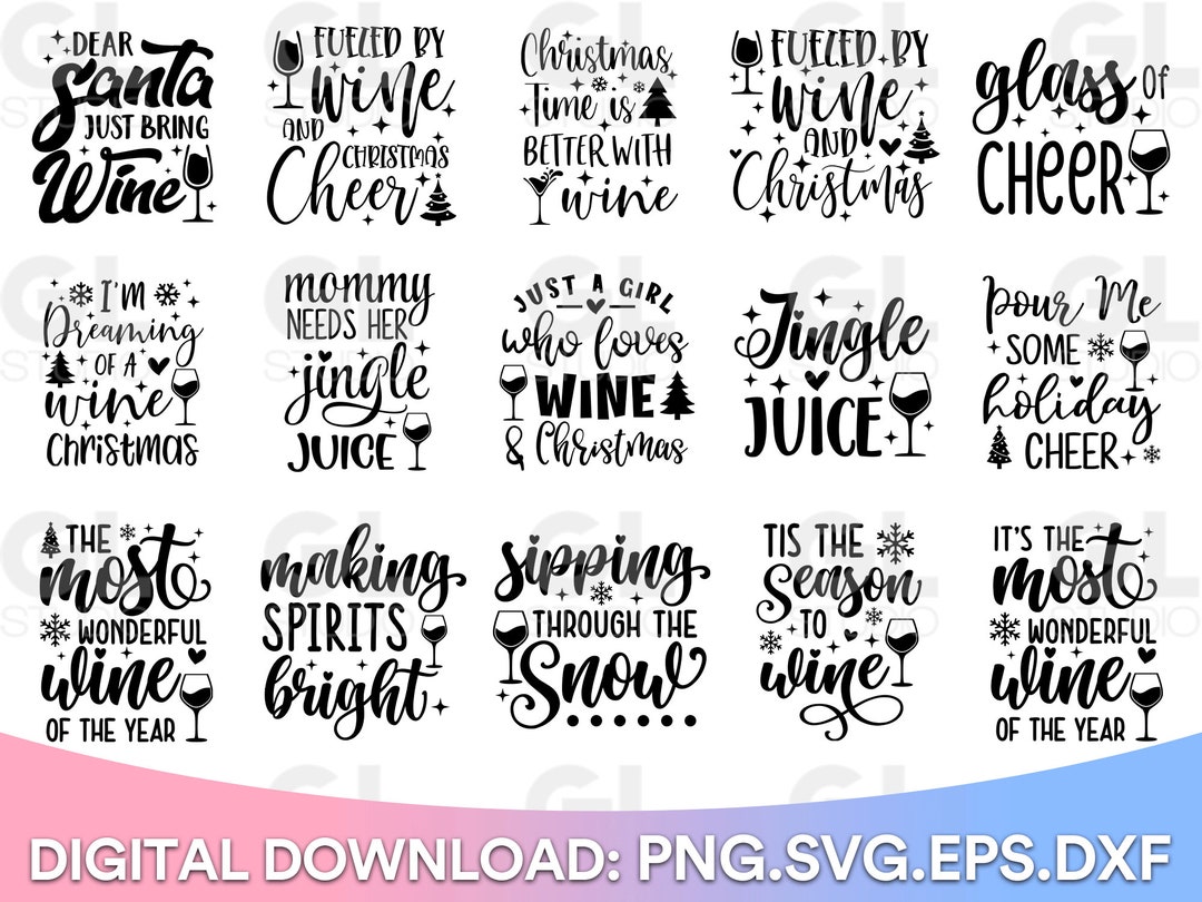 Christmas Wine Bundle, Wine SVG Bundle, Christmas Wine SVG Bundle ...