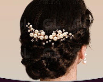 Pinza para el cabello de novia, diadema para el cabello de boda, adorno para el cabello de perlas, adorno para el cabello de perlas, pinza dorada para el cabello de boda, peineta de cristal, peineta de diamantes de imitación