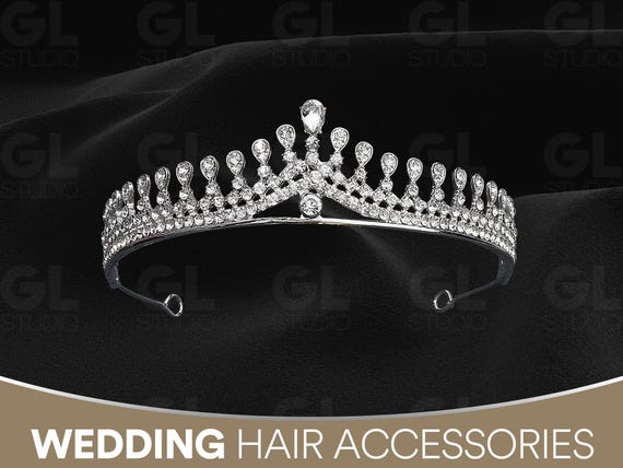 Crown/Tiara Headband (Bridal or Sweet 16) Headpiece Amazon.com: FASNAHOK Silver CZ Wedding Tiaras for Brides  main image 3