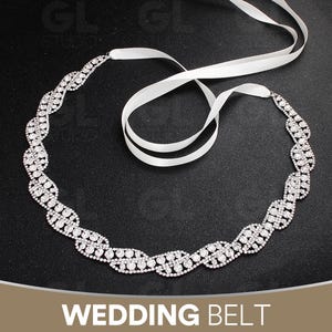 Rhinestone Belt, Bridal Belt, Bridal sash, Wedding Dress Belt, Thin Wedding Belt, Bridesmaid Belt, Crystal Belt, Tie on Belt, Silver Belt