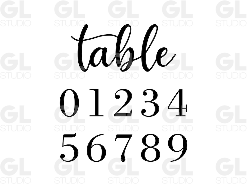 Table Number svg, Table Numbers svg, Wedding Table Numbers svg, Numbers svg for signs, svg Files for Cricut, Vinyl Cut Files, svg, dxf