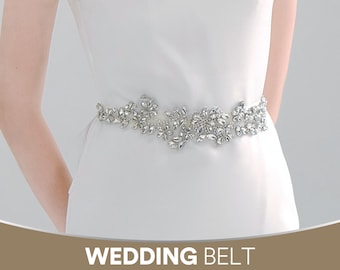 1567 Thin Crystal Wedding Belt Sliver Bridal Bridesmaid Sash ULAPAN Rhinestone Wedding Belt Thin Silver Bridesmaid Dress  main image 2