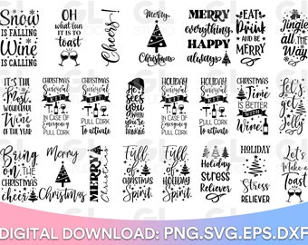 Paquete de bolsa de vino de Navidad, paquete SVG de vino, paquete SVG de vino de Navidad, svg de vino de Navidad, dxf, png, paquete de bolsa de vino svg, citas de vino svg