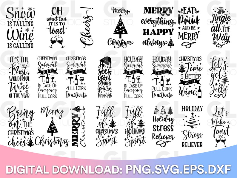 Christmas Wine Bag Bundle, Wine SVG Bundle, Christmas Wine SVG Bundle, Christmas Wine svg, dxf, png, Wine Bag Bundle svg, Wine quotes svg