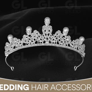 Pearl Wedding Crown, Pearl & Rhinestone Wedding Tiara, Wedding Headpiece, Pearl Tiara, Wedding Headband, Pearl Bridal Tiara, Sweet 16 Crown