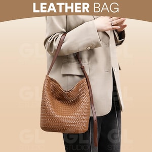 Handmade Vintage Cowhide Shoulder Bag, Handwoven Leather Bag, Retro Woven Leather Handbag, Handcrafted Tote Purse, Genuine Leather Bag