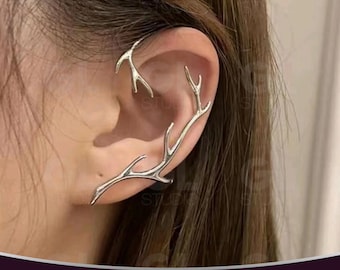 Branch Ear Cuff No Piercing, Elf Ear Wrap, Minimal Geometric Clip, Silver Ear Cuff, Gold Ear Cuff