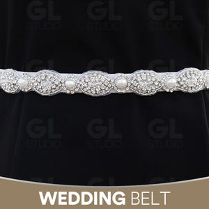 Thin Wedding Belt, Rhinestone Bridal Sash Belt, Pearl Wedding Sash Belt, Simplicity Belt, Bridesmaid Belt, Crystal Belt, Pearl Belt