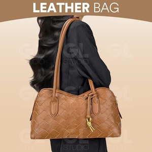 Large Woven Leather Shoulder Bag, Brown Cowhide Hobo Tote, Soft Leather Handbag, Boho Style Purse, Woven Shoulder Bag, Leather Bag,Woven Bag