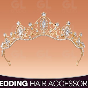Bruiloft kroon, bruiloft tiara, bruidskroon, bruids tiara, strass tiara, prinsessenkroon, bruiloft hoofdband, bruids hoofdband, vorstelijke kroon
