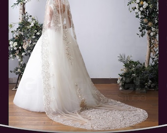 Velo de novia bordado con lentejuelas brillantes, velo floral de longitud capilla, velo de novia de flores, velo catedral, velo bordado de encaje celestial