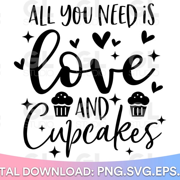 All You Need Is Love And Cupcakes SVG, Valentine Pot Holder svg, Teacher svg, Kitchen svg, Valentine svg, Bake svg, Valentine's Day Baking