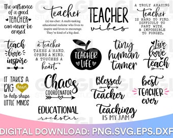 Teacher Bundle, Teacher SVG Bundle, Teacher SVG, Teacher life svg, dxf, png, Teacher Quote SVG, Teach Love Inspire svg, Teacher Present svg