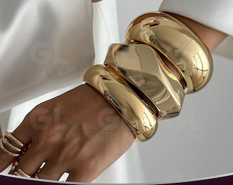 Gold Bangles, Cuff Bracelets, Wide Bangles, Chunky Bracelet, Bracelet Set, Wide Bracelet,Gold Bracelet,Wide Metal Bangles,Wide Gold Bracelet
