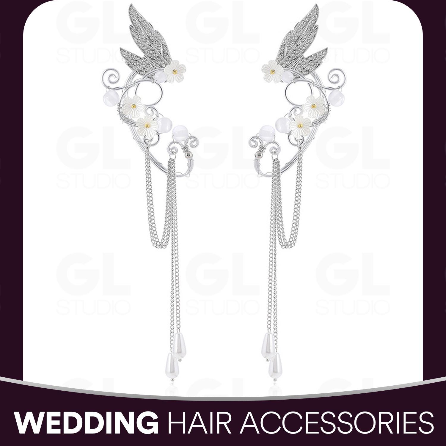 Flower Bridal Ear Cuff, Wedding Ear Cuff, Flower Ear Climber