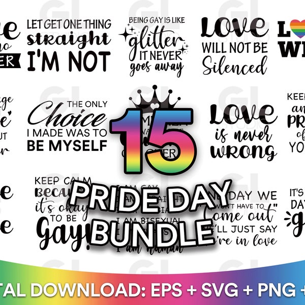 Gay Pride SVG Bundle, LGBT SVG Bundle, Gay svg, Pride svg, Rainbow svg, Gay Pride Shirt svg, Gay Festival Outfit svg, Cut Files for Cricut