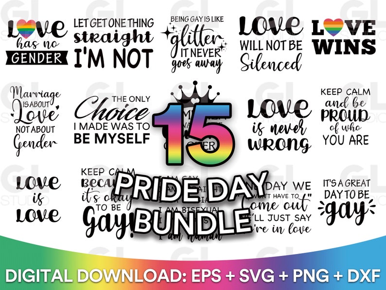 Gay Pride SVG Bundle, LGBT SVG Bundle, Gay svg, Pride svg, Rainbow svg, Gay Pride Shirt svg, Gay Festival Outfit svg, Cut Files for Cricut