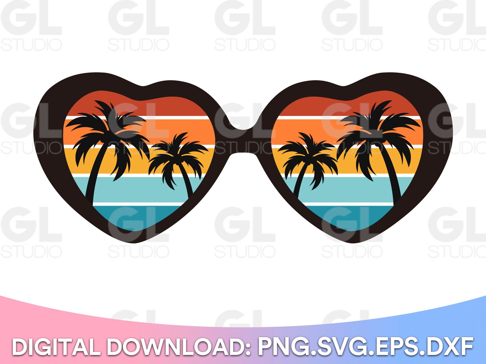 Retro Vintage Sunset Sunglasses SVG 70s Sunset Palm Trees | Etsy