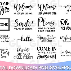 Pacote de capacho, pacote SVG de capacho, pacote de capacho engraçado, capacho engraçado svg, capacho svg, dxf, png, pacote SVG para fazer sinais, capacho DIY svg