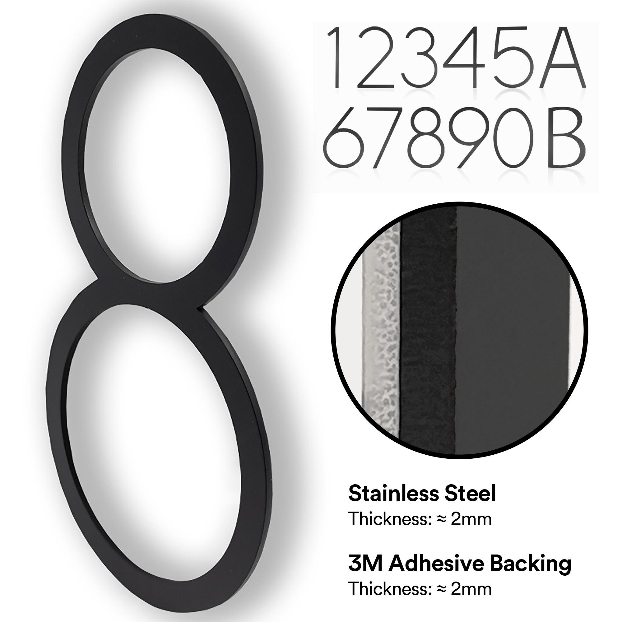 Steel Address Numbers Stainless Steel Address Numbers 5 Inch High Self-Adhesive Stainless ...