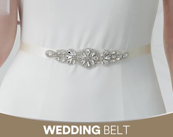 Wide Pearl & Crystal Bridal Belt – Rhinestone Wedding Sash  display picture 1