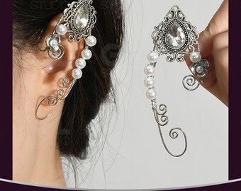 Kristall Ohr Kletterer, Hochzeit Ohrmanschette, Boho Braut Ohr wickeln, Rishenstone Ohrring, Ohr Kletterer, Hochzeit Ohrringe, Ohrmanschette Kein Piercing