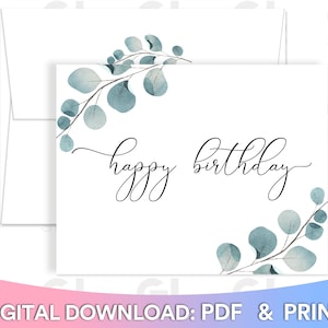 Happy Birthday Printable Card, Envelope Template, Birthday Card ...