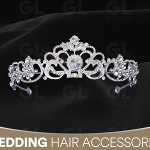Prinses bruiloft tiara, bruids tiara, bruiloft hoofdband, bruidskroon, kristallen bruidskroon, strass tiarakroon, prinses hoofdband, hoofdband