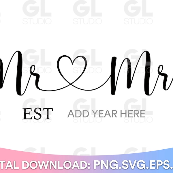 Mr and Mrs SVG, Wedding Svg, Marriage Svg, Mr and Mrs Sign, Mr and Mrs, Wedding Signs, Mr and Mrs Shirts, Mr and Mrs Gifts, hand lettered