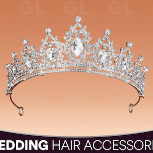 Prinses tiara, prinsessenkroon, trouwkroon, bruiloft tiara, bruidskroon, bruids tiara, strass tiara, bruiloft hoofdband, bruids hoofdband
