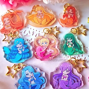 Mermaid Melody Pitchi Pitchi Pitch Acrylic Keychain Charm I Double-Sided Print I Glitter Epoxy I Translucent Gradient