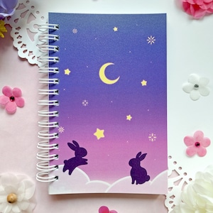 Starry Bunny Reusable Sticker Book I 50 Pages I Double-sided (100 usable pages) I A6 I 4 x 6 I Sticker Collection I Sticker Storage I Album