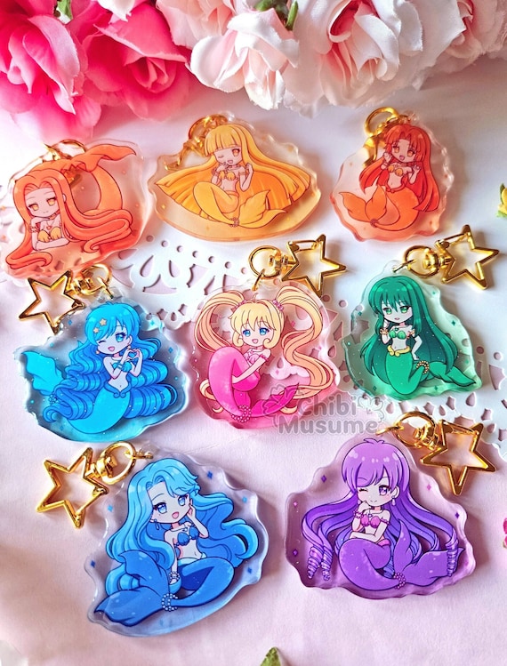 Mermaid Melody Pitchi Pitchi Pitch Acrylic Keychain Charm I Double