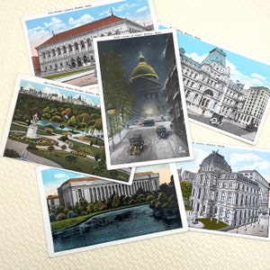 6 cartes postales Boston Mass. vintage souvenir Maine U.S.A. collection