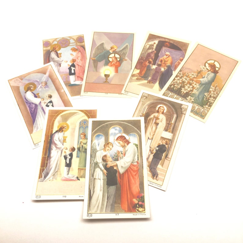 8 religious images vintage catholic printed in france gold paint image 3