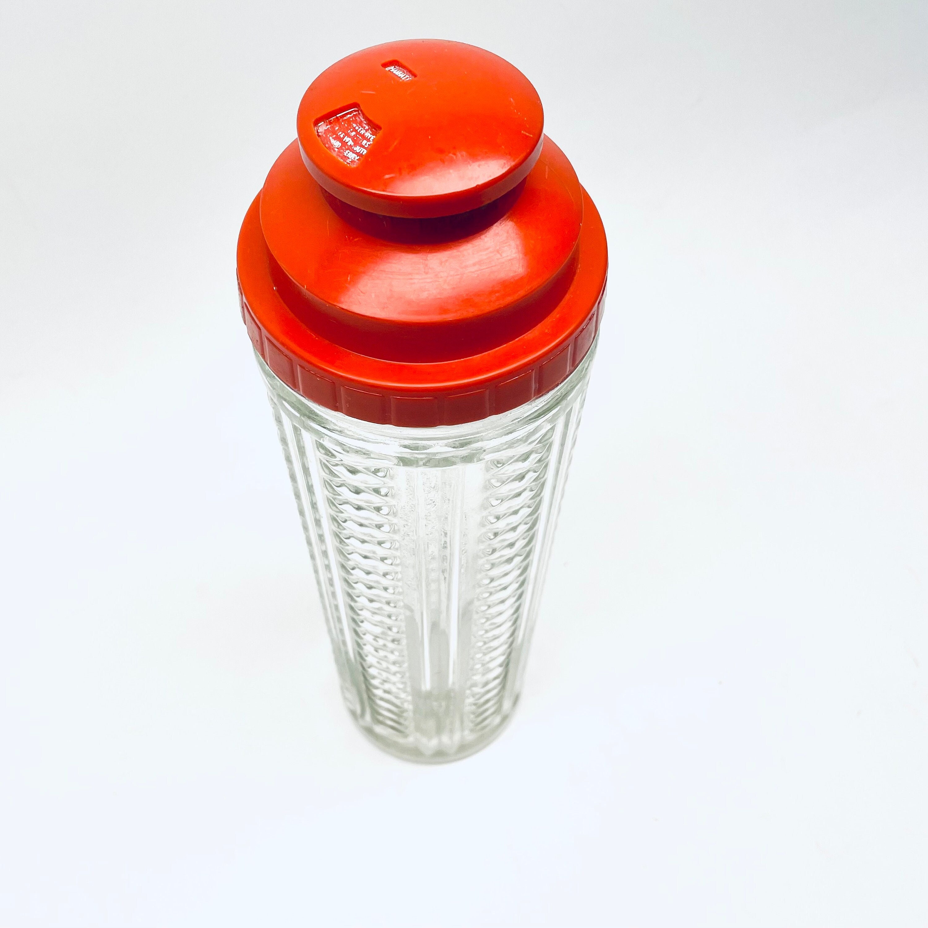 Cocktail Shaker Mid Century Glass Plastic Lid With Recipes 12 Inches Etsy